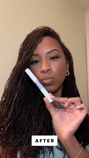 Taylor after using the Kiss Falscara False Eyelash Bond Seal