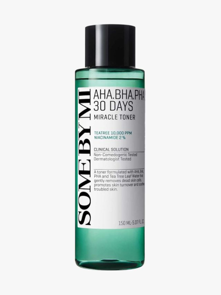 Some by Mi AHA-BHA-PHA 30 Days Miracle Toner in branded component on a light gray background