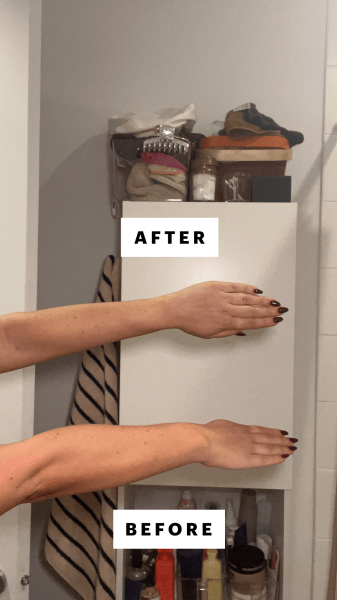 Wohlner before and after applying the Tan Luxe Hydra Mousse