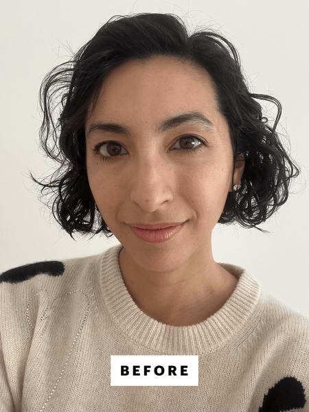 Selfie of Deanna before applying the Roz Hair Milk Serum